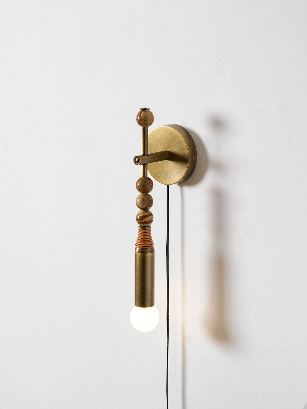 Toam Plug-In Wall Sconce with Marble and Brass Accents