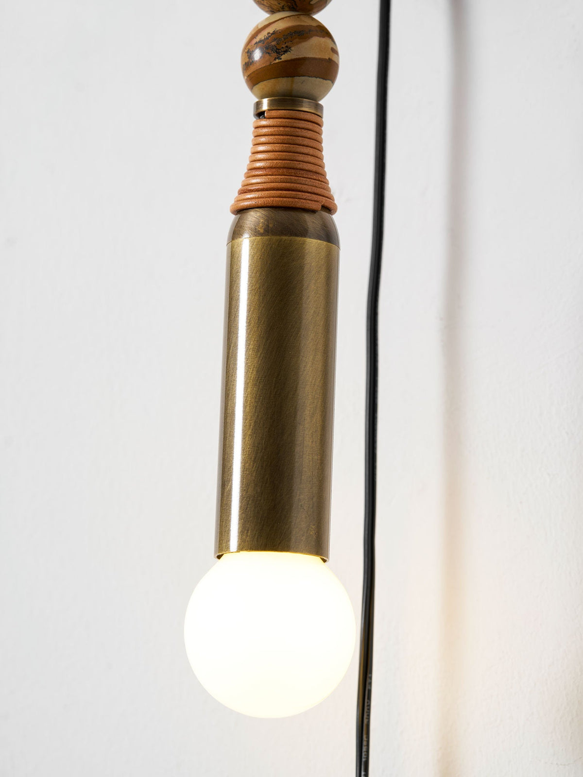 Toam Plug-In Wall Sconce with Marble and Brass Accents