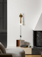 Toam Plug-In Wall Sconce with Marble and Brass Accents