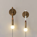 Toam Plug-In Wall Sconce with Marble and Brass Accents