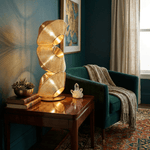 Tol Floor Lamp — Sculptural Gold Resin Totem, Modern LED Floor Light