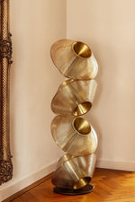 Tol Floor Lamp — Sculptural Gold Resin Totem, Modern LED Floor Light