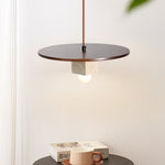 Tondo Travertine Disc Pendant Light in Walnut and Stone