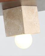 Tondo Travertine Disc Pendant Light in Walnut and Stone