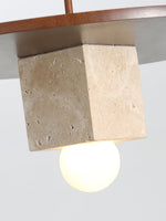 Tondo Travertine Disc Pendant Light in Walnut and Stone