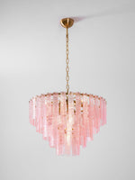 Opalora Pink Glass Chandelier | Murano-Style Gold Accent Lighting