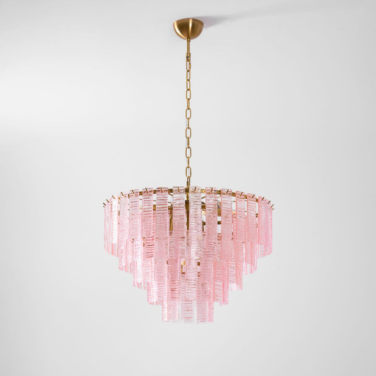 Opalora Pink Glass Chandelier | Murano-Style Gold Accent Lighting