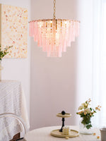 Opalora Pink Glass Chandelier | Murano-Style Gold Accent Lighting