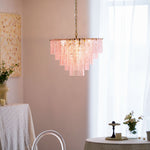 Opalora Pink Glass Chandelier | Murano-Style Gold Accent Lighting