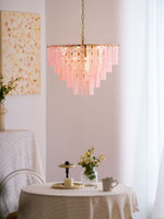 Opalora Pink Glass Chandelier | Murano-Style Gold Accent Lighting