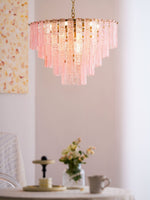 Opalora Pink Glass Chandelier | Murano-Style Gold Accent Lighting