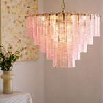 Opalora Pink Glass Chandelier | Murano-Style Gold Accent Lighting