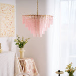 Opalora Pink Glass Chandelier | Murano-Style Gold Accent Lighting
