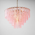 Opalora Pink Glass Chandelier | Murano-Style Gold Accent Lighting