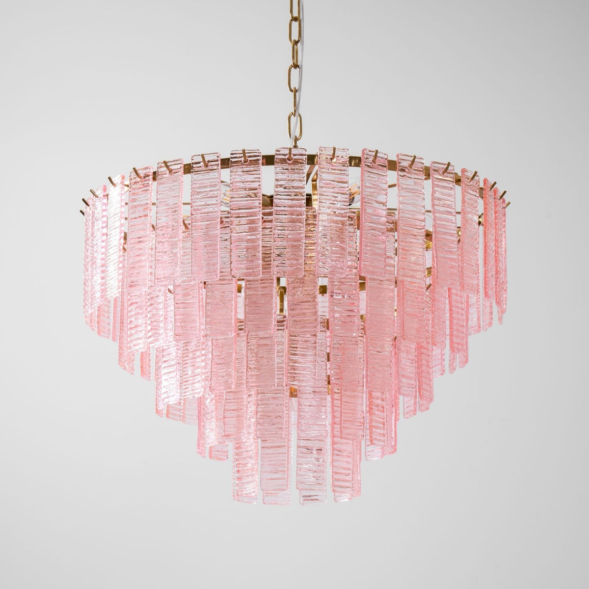 Opalora Pink Glass Chandelier | Murano-Style Gold Accent Lighting