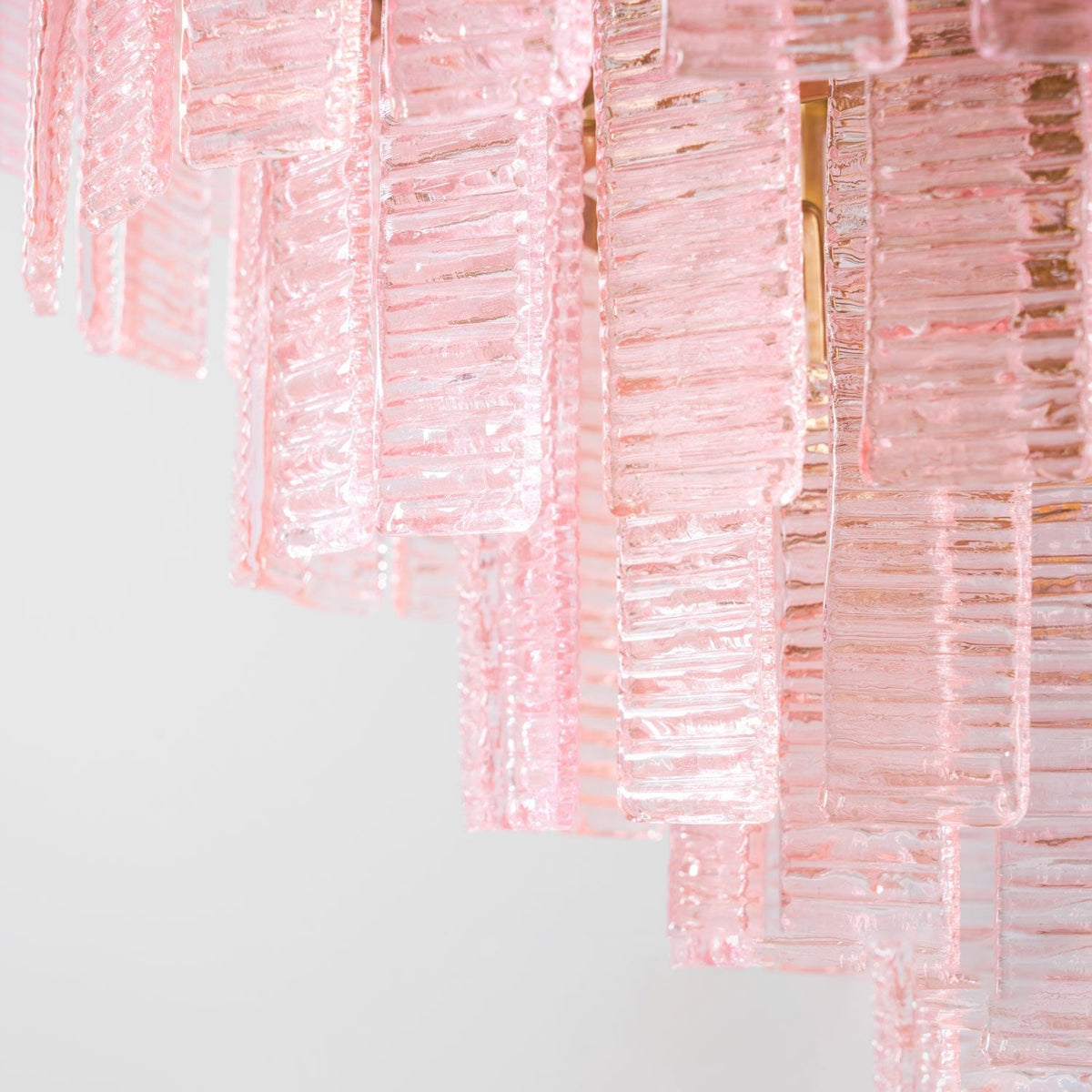 Opalora Pink Glass Chandelier | Murano-Style Gold Accent Lighting