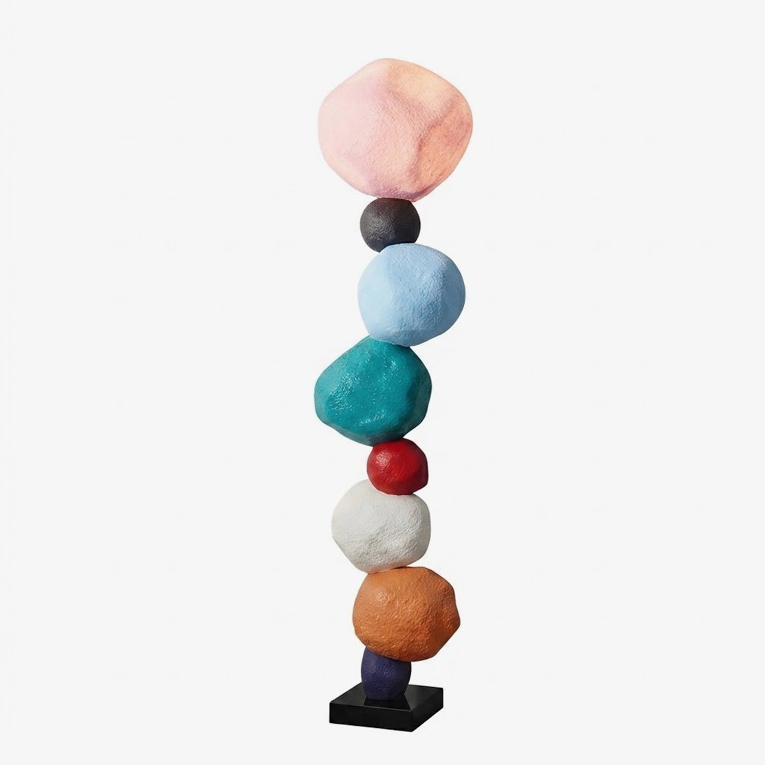 Totem Balance Art Sculpture – Colorful Fiberglass Decorative Piece for Modern Interiors