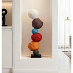 Totem Balance Art Sculpture – Colorful Fiberglass Decorative Piece for Modern Interiors