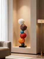 Totem Balance Art Sculpture – Colorful Fiberglass Decorative Piece for Modern Interiors