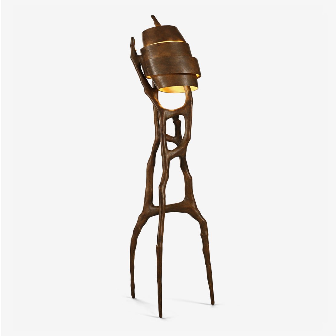 Totem Rise Sculptural Floor Lamp in Bronze and Gold