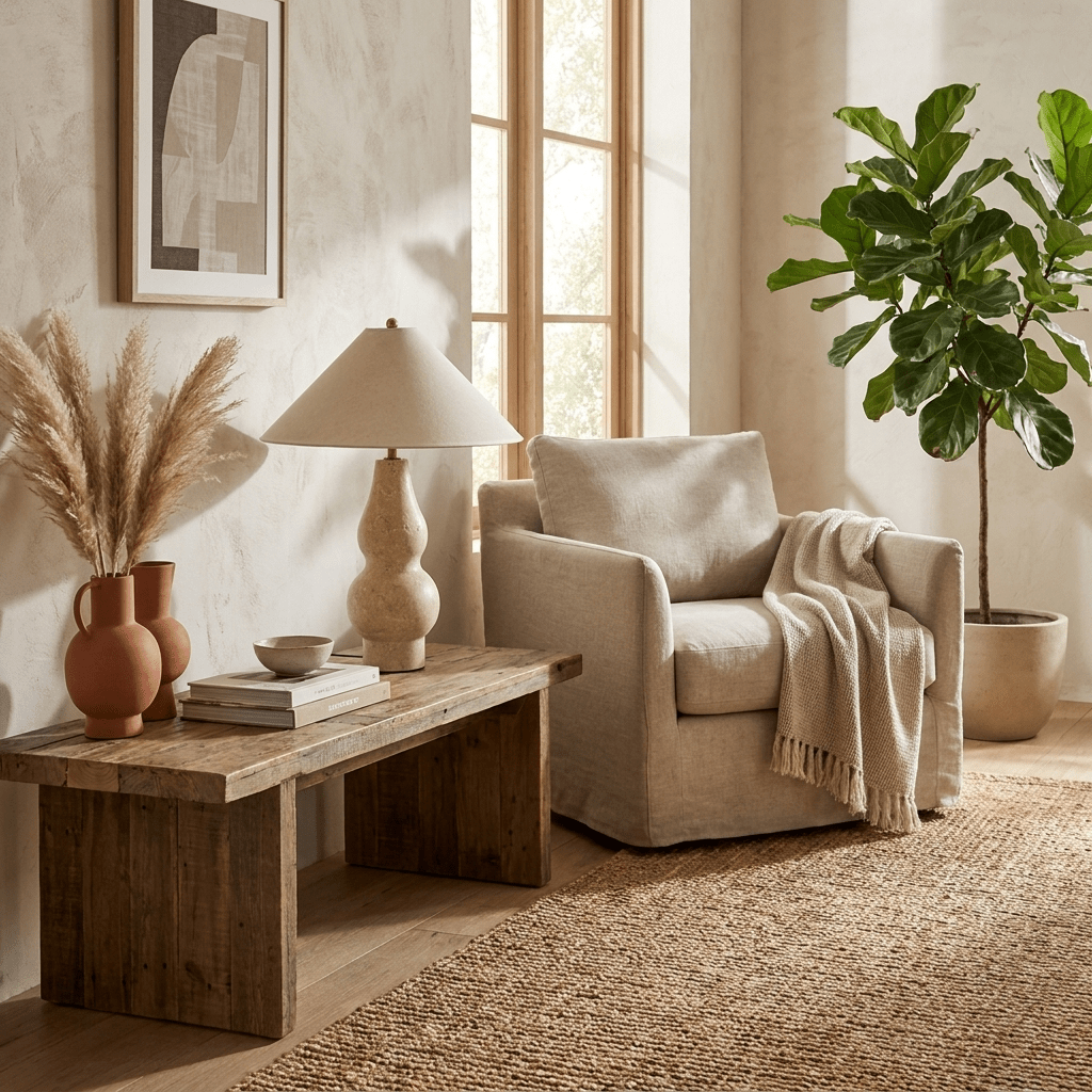 Tovelle Table Lamp in Yellow Travertine with Fabric Shade