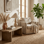 Tovelle Table Lamp in Yellow Travertine with Fabric Shade