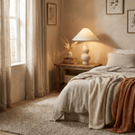 Tovelle Table Lamp in Yellow Travertine with Fabric Shade