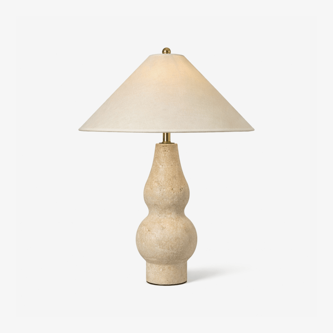 Tovelle Table Lamp in Yellow Travertine with Fabric Shade
