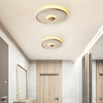 Tranquil Aura Round Ceiling Light in Travertine and Wood