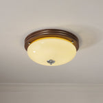 Tranquil Sphere Wood Grain LED Flush Mount Ceiling Light