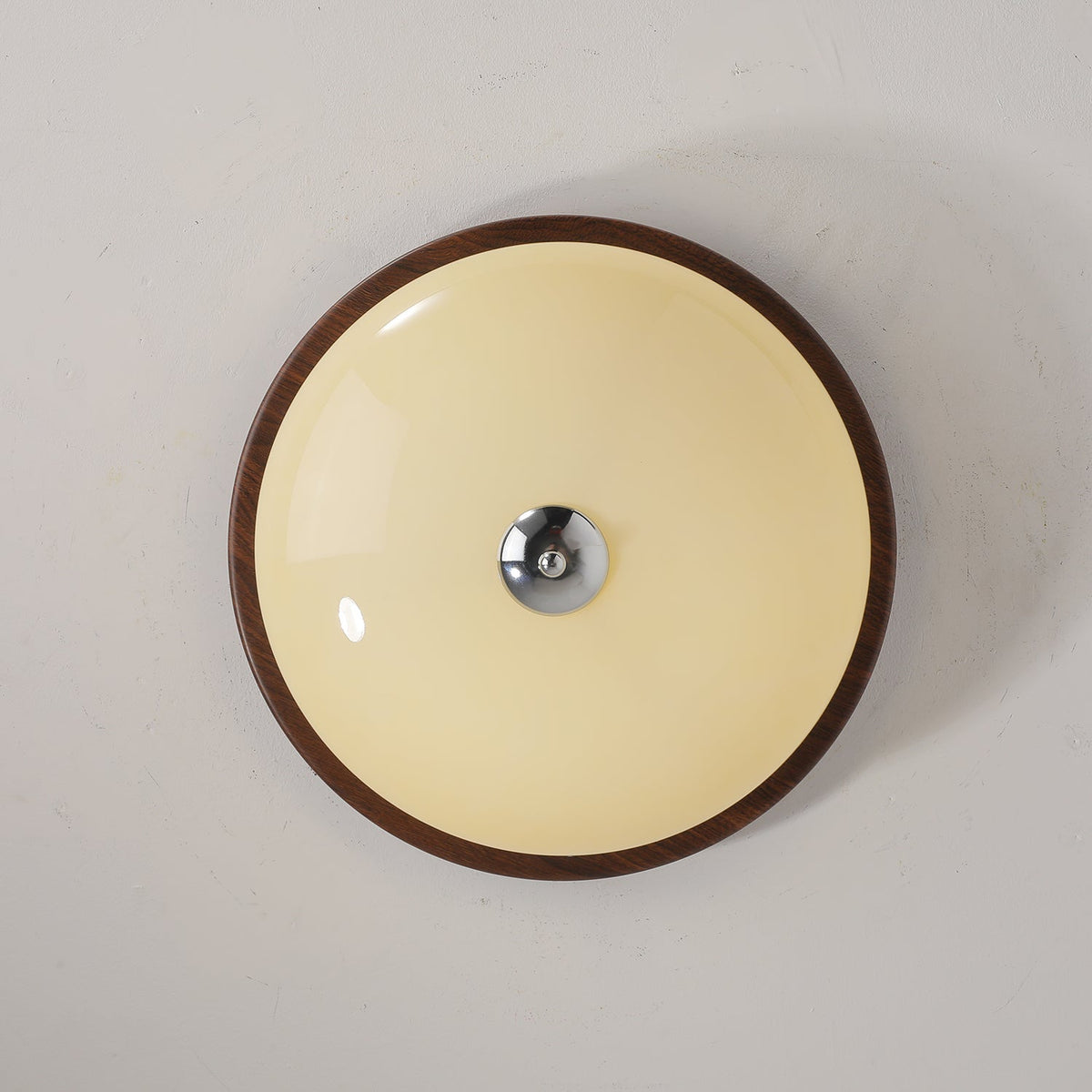 Tranquil Sphere Wood Grain LED Flush Mount Ceiling Light