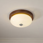 Tranquil Sphere Wood Grain LED Flush Mount Ceiling Light