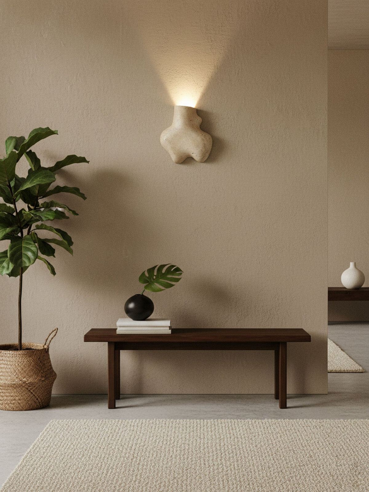 Travertine Abstract Wall Sconce with Warm Ambient Glow