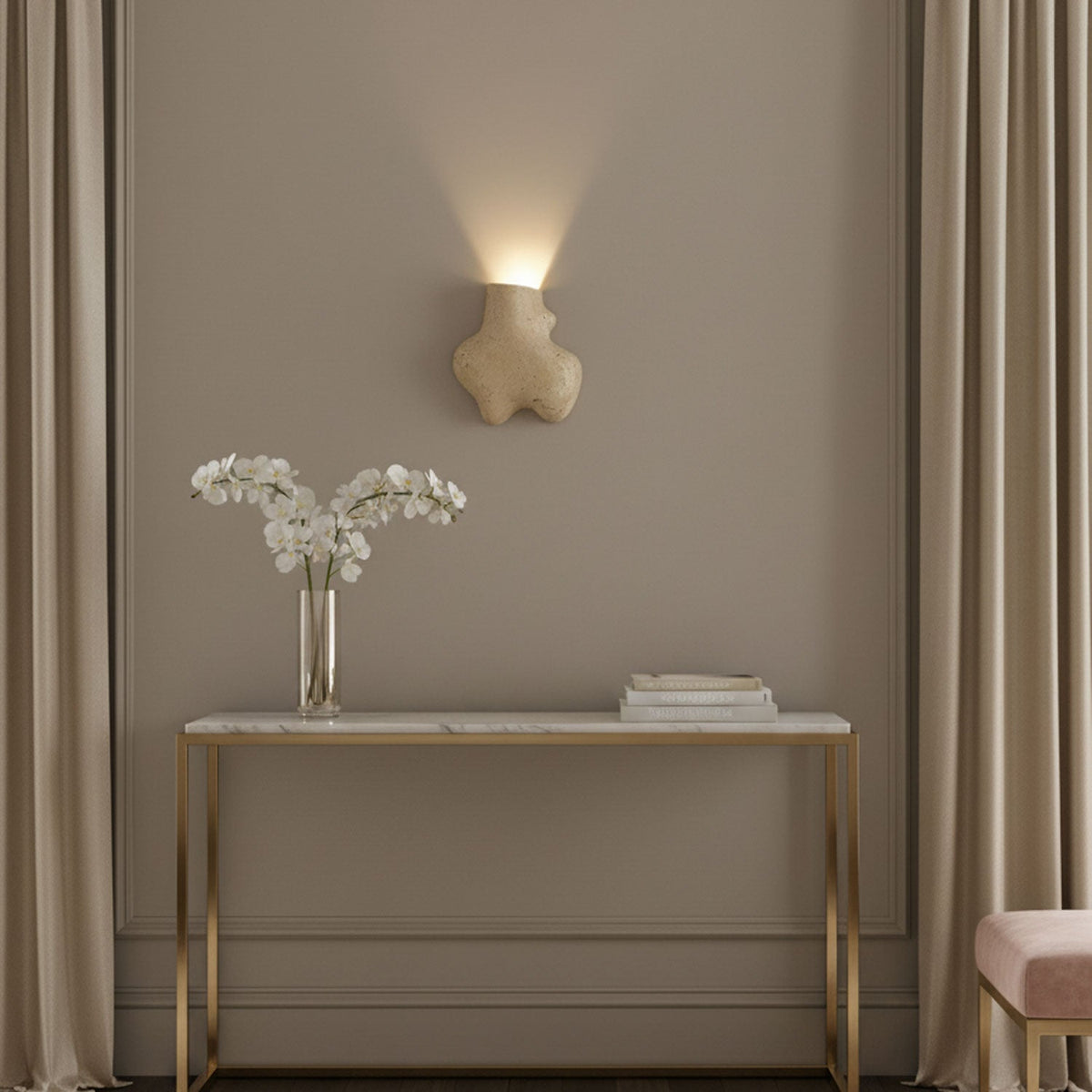 Travertine Abstract Wall Sconce with Warm Ambient Glow