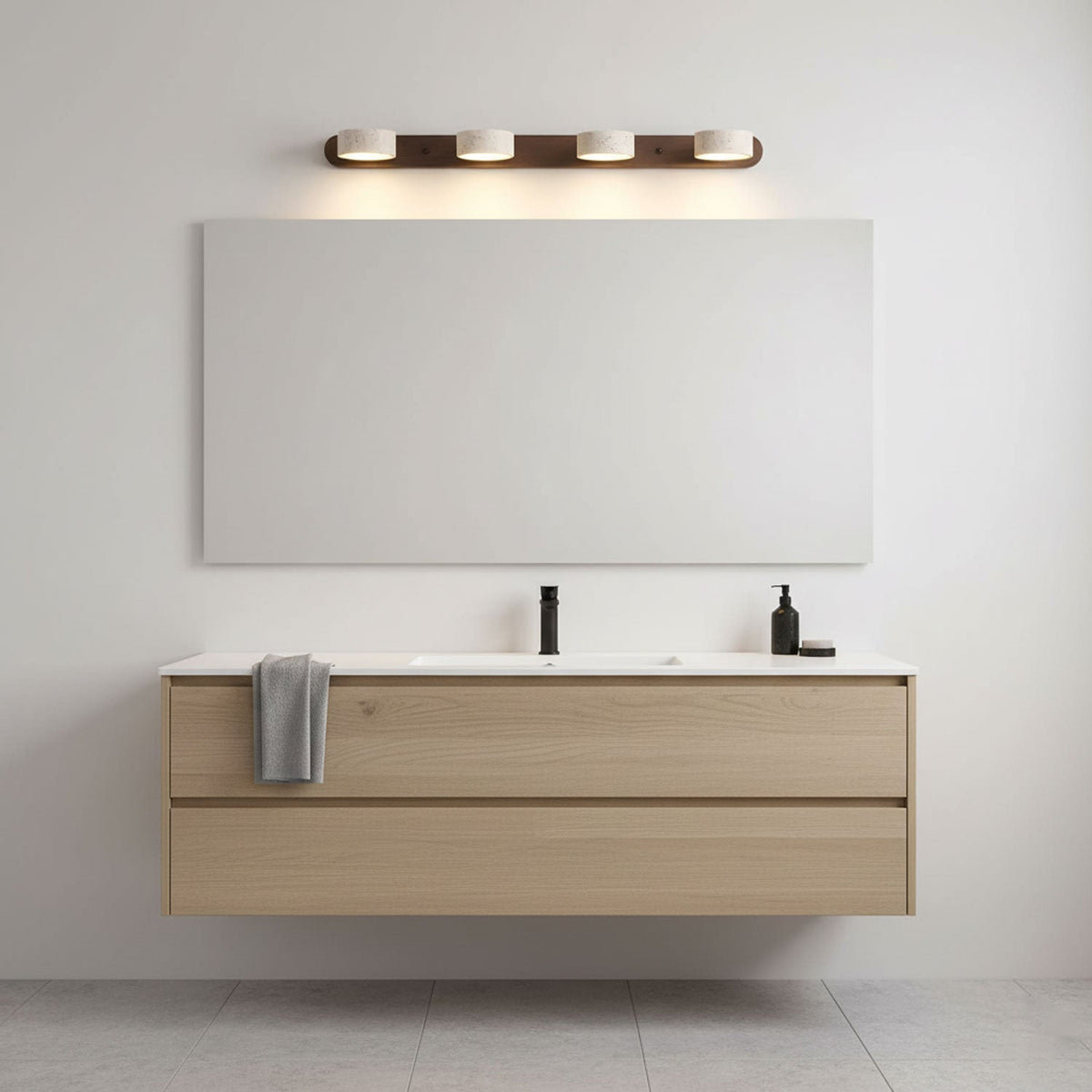 Travertine Duo Wall Sconce — Natural Stone LED Wall Light