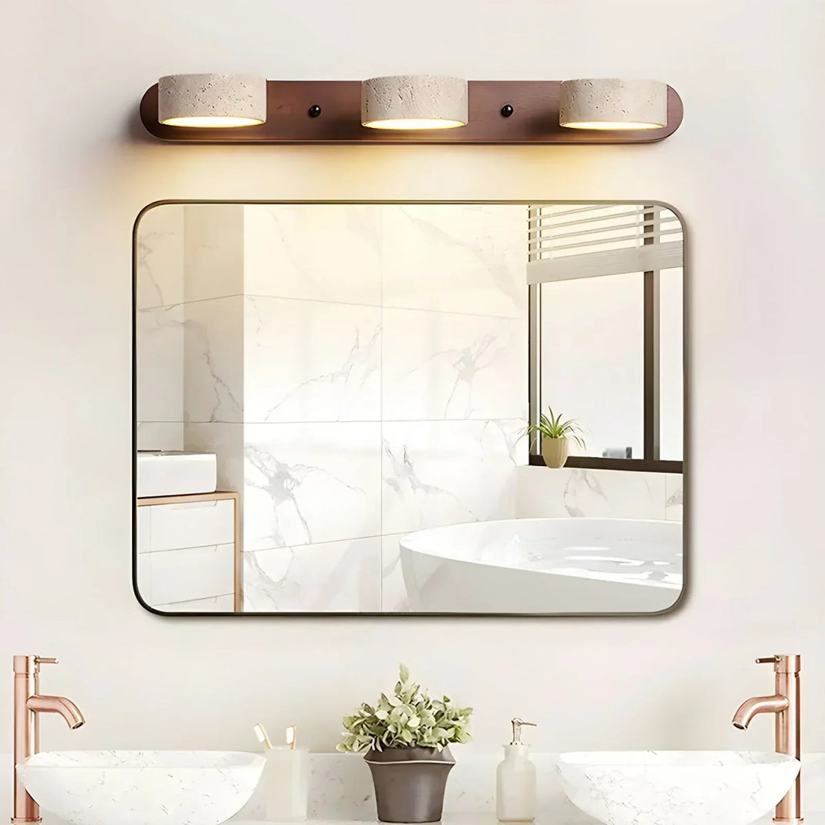 Travertine Duo Wood Wall Light 1