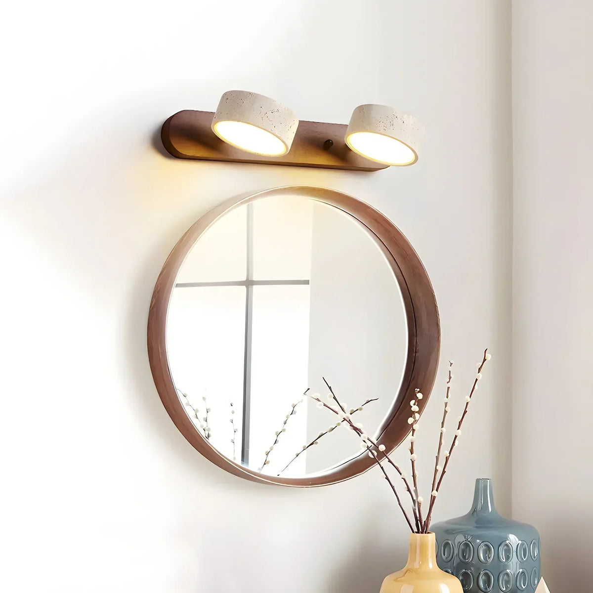 Travertine Duo Wood Wall Light 1