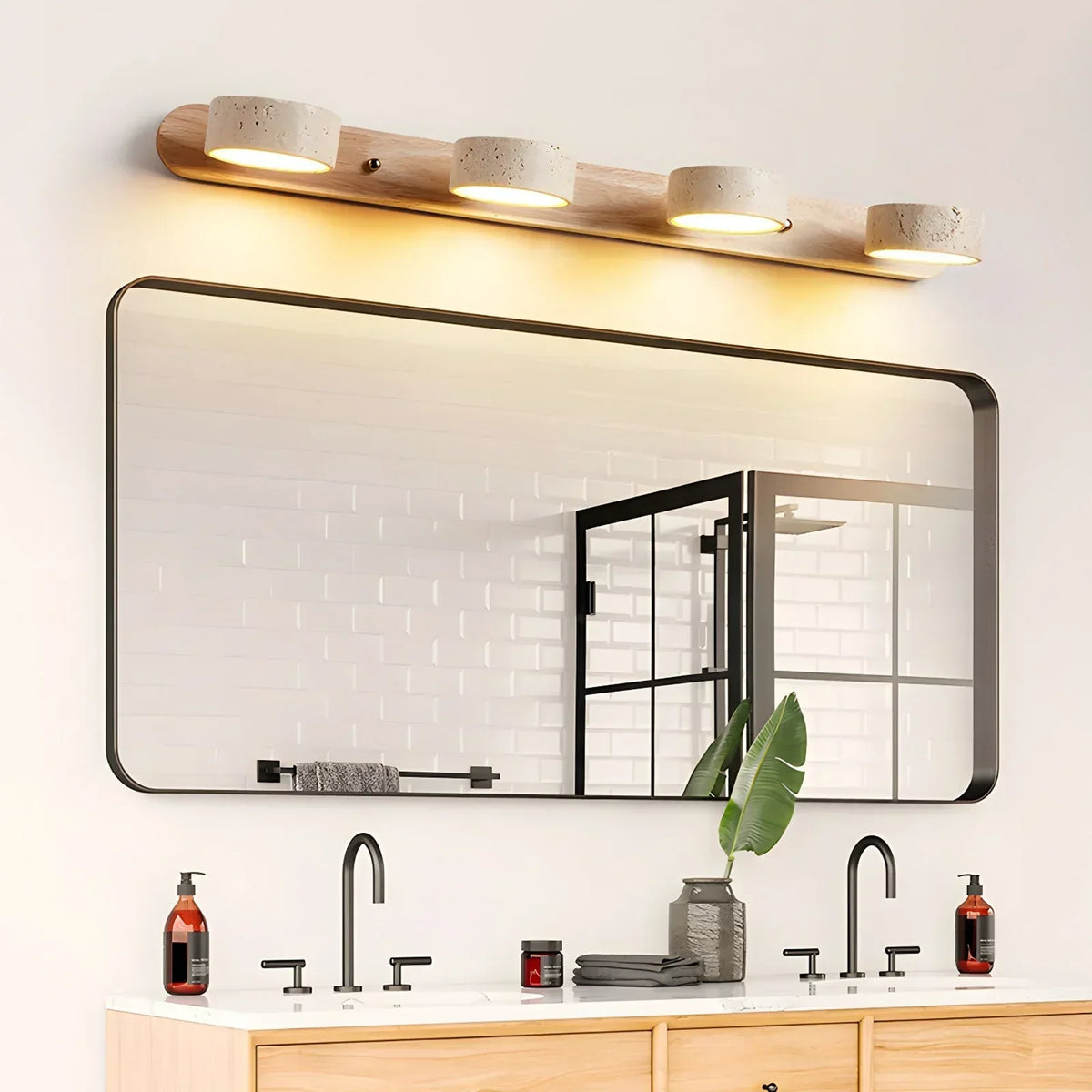 Travertine Duo Wood Wall Light 1