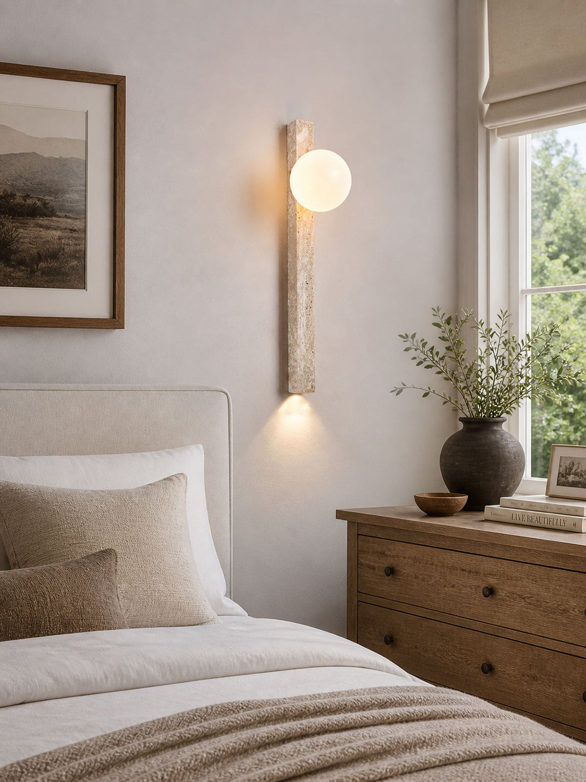 Travertine Wall Sconce with Up and Down Lighting