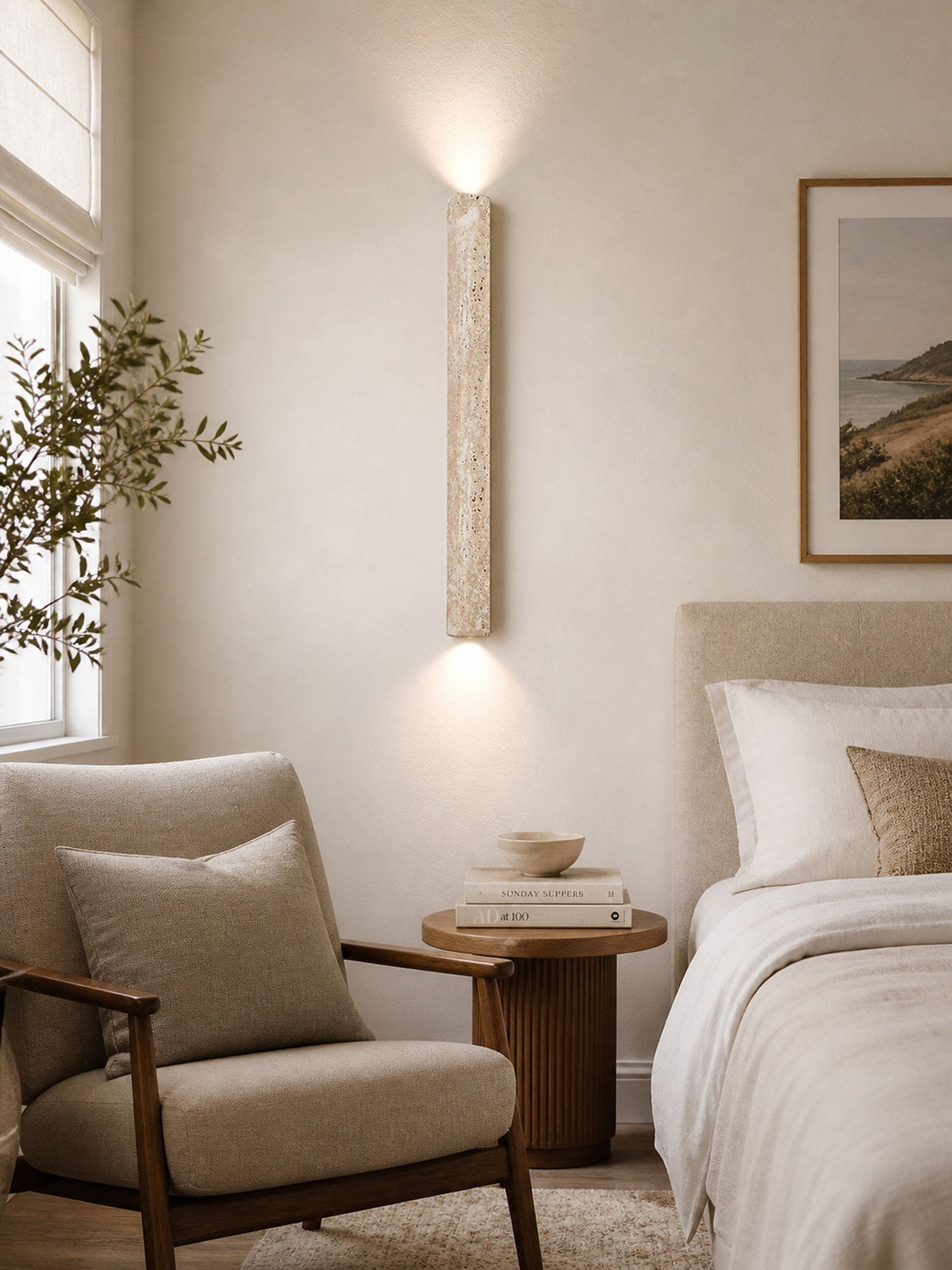 Travertine Wall Sconce with Up and Down Lighting