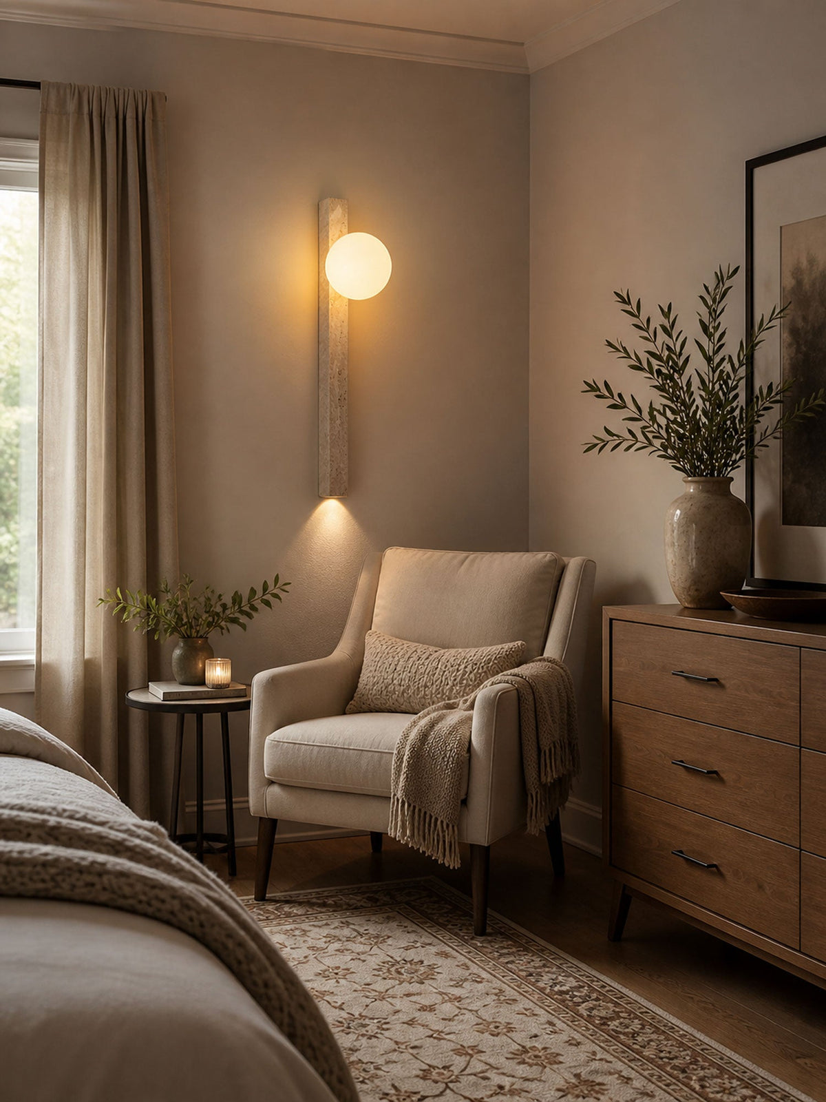 Travertine Wall Sconce with Up and Down Lighting