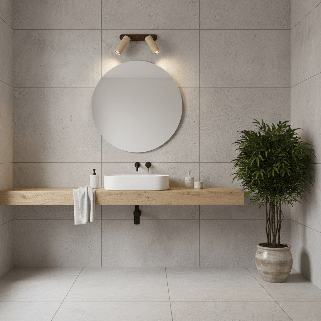 Travertine Triple Spotlight Wall Sconce in Walnut Wood