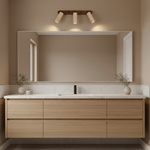 Travertine Triple Spotlight Wall Sconce in Walnut Wood