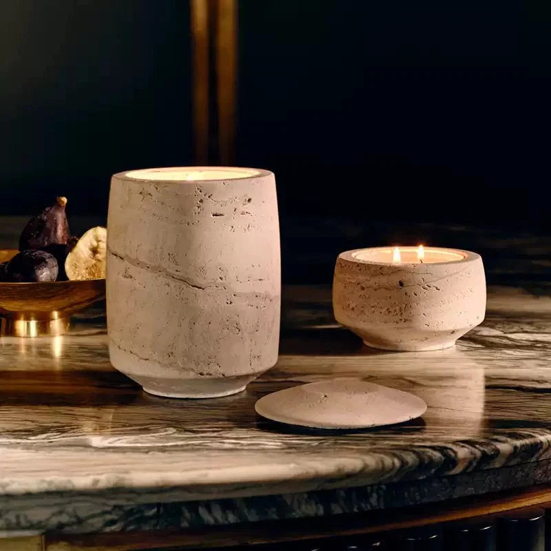 Sculptural Travertine Candle Holder for Modern Interiors