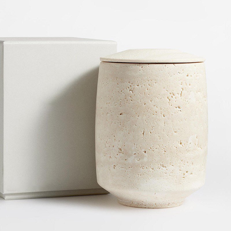 Sculptural Travertine Candle Holder for Modern Interiors