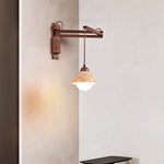 Travertine Swing Arm Wall Sconce with Wooden Accent