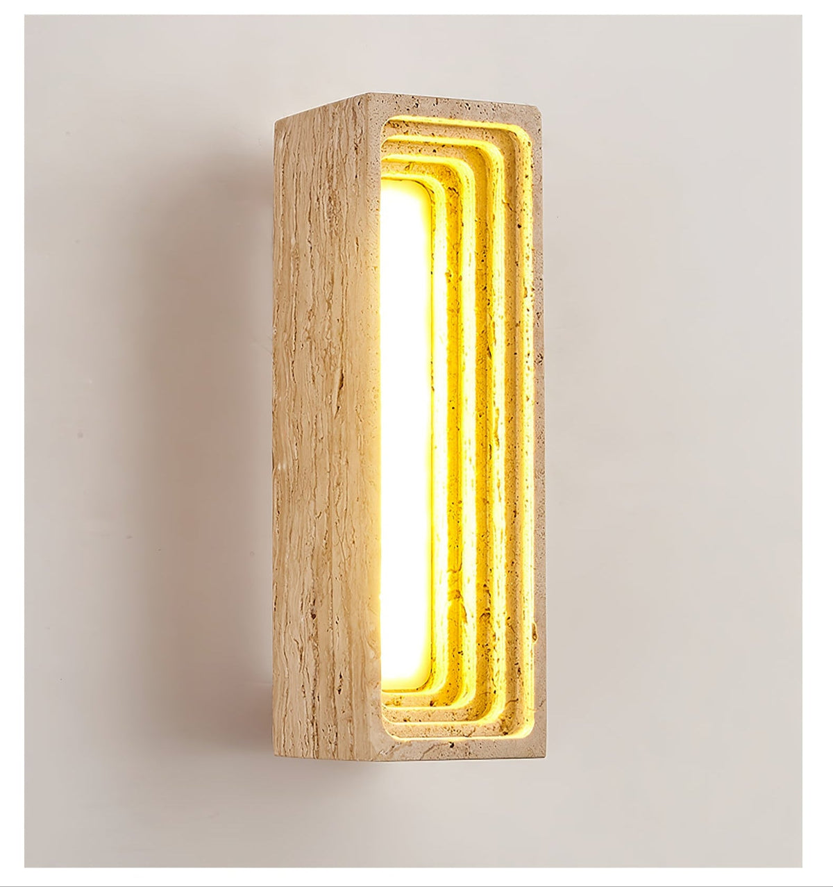 Canyon Travertine Wall Sconce — Sculptural Stone LED Wall Light