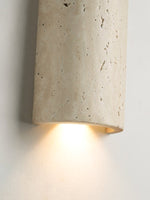 Travertine Capsule Wall Sconce in Walnut Wood – Modern Organic Lighting