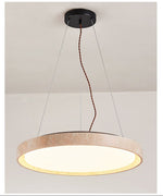 Travertine LED Pendant Light – Modern Stone Circle Pendant for Dining & Living