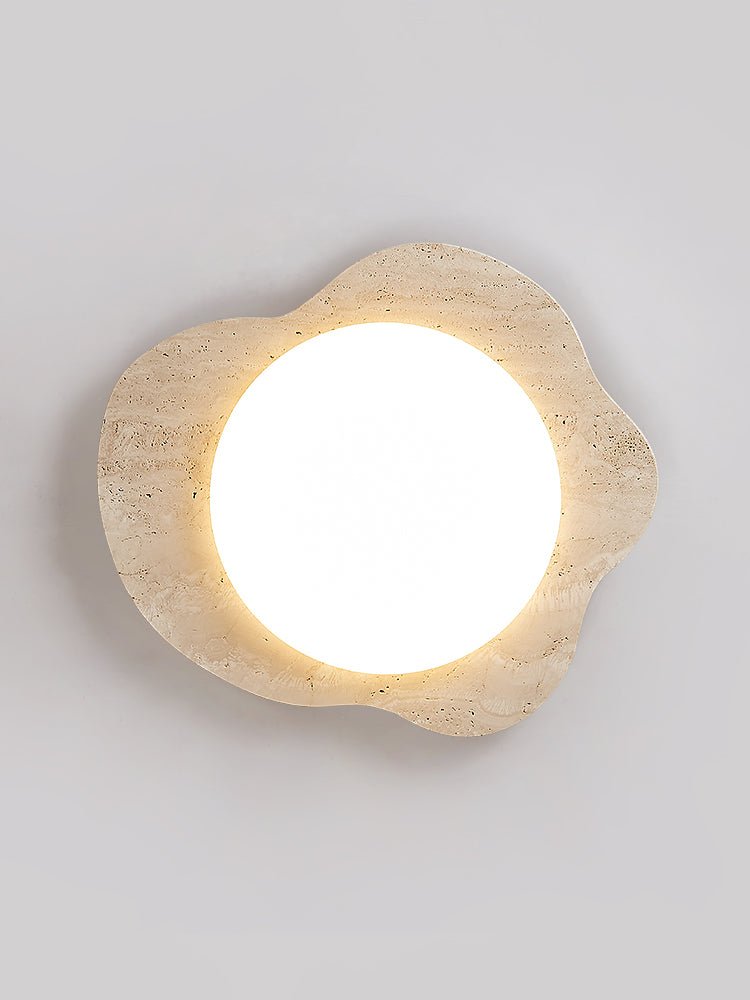 Travertine Cloud Flush Mount Ceiling Light in Natural Yellow Stone